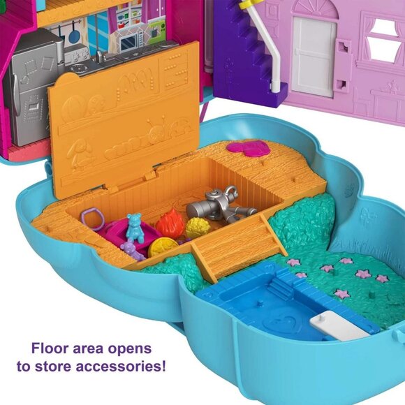 Polly Pocket Blue Teddy Bear Purse 12 Pop & Swap Pieces 2-in-One Playset Ages 4+ - Picture 6 of 6